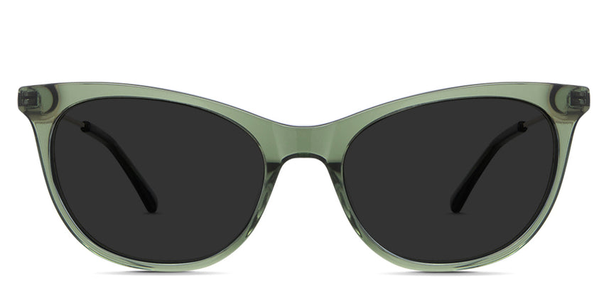 Gaia Gray Polarized in ivy variant - are transparent with a regular thick acetate full-rimmed frame.