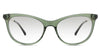 Gaia black tinted Gradient in the ivy variant - are transparent with a regular thick acetate full-rimmed frame.