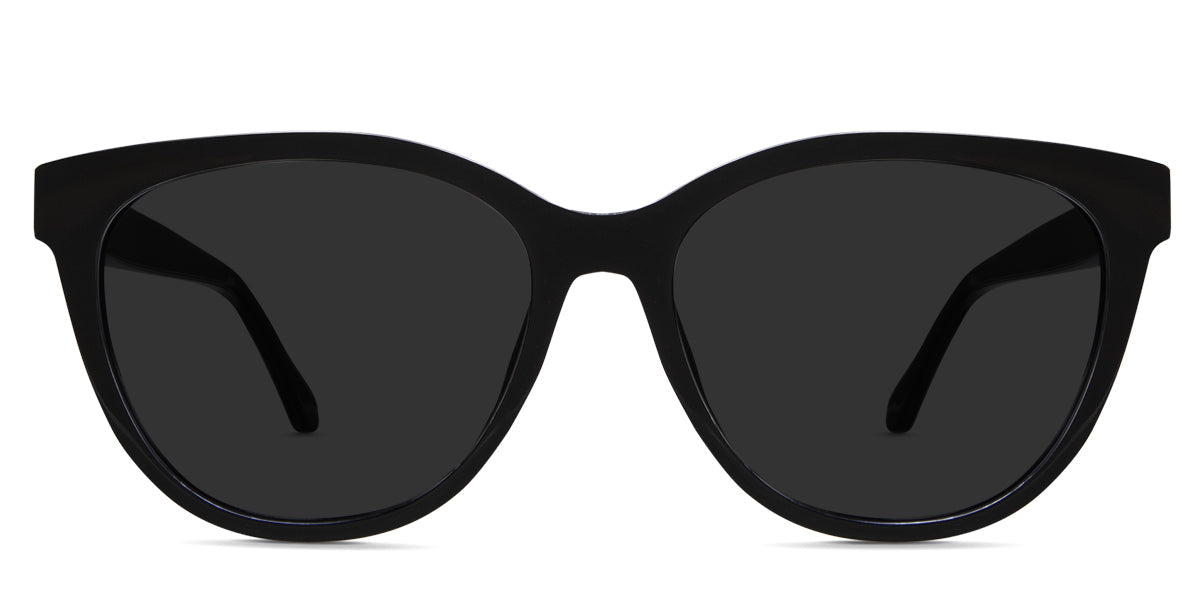 Gava Gray Polarized in onyx variant - a round frame with a touch of cat eye look on the top and end piece of the frame, and its lens provides a wide viewing area.