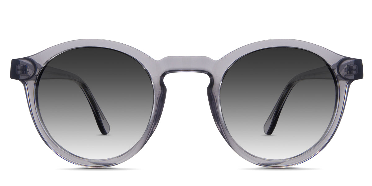 Geo black tinted Gradient sunglasses in lupine variant - it's a regular thick full-rimmed acetate frame with a built-in nose pad.
