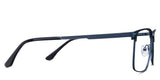 Griffin eyeglasses in the leari variant - have a blue color arm and black color temple tips.