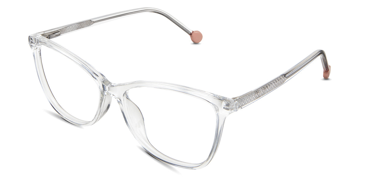 Gwen eyeglasses in the crystal variant - have a narrow nose bridge.