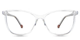 Gwen eyeglasses in the crystal variant - it's a cat-eye-shaped frame in crystal color.