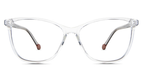 Gwen eyeglasses in the crystal variant - it's a cat-eye-shaped frame in crystal color.