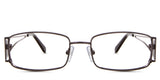 Heidi eyeglasses in the java variant - It's a rectangular metal frame in brown.