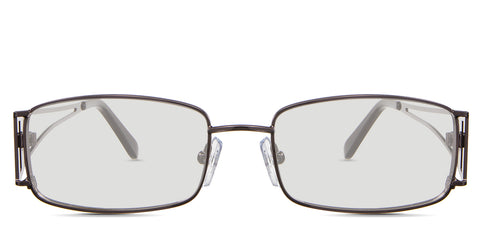Heidi black tinted Standard Solid in the Java variant - It's a rectangular metal frame with adjustable nose pads and two bar metal temples.