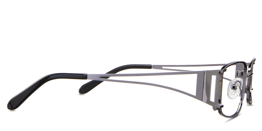 Heidi eyeglasses in the silver variant - have a combination of metal and acetate temples.