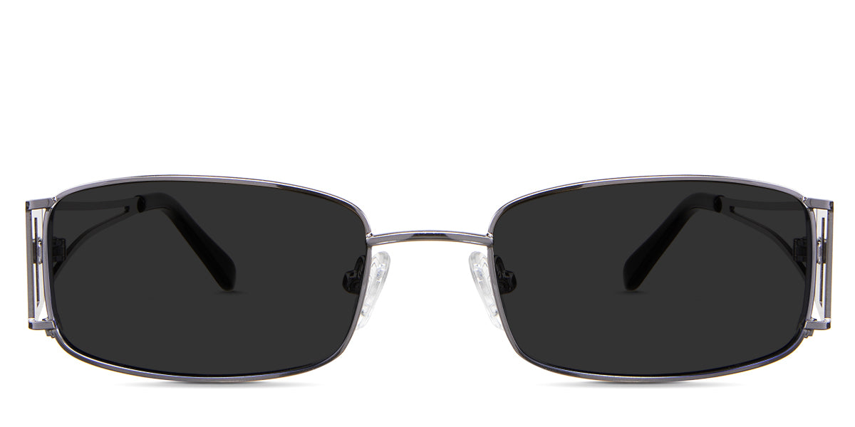 Heidi black tinted Standard Solid in the Silver variant - is a full-rimmed frame with a broad nose bridge and a combination of metal and acetate temples.