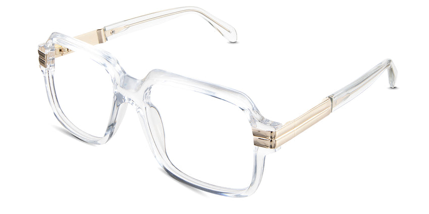 Hollis eyeglasses in the crystal variant - have a narrow-width nose bridge.