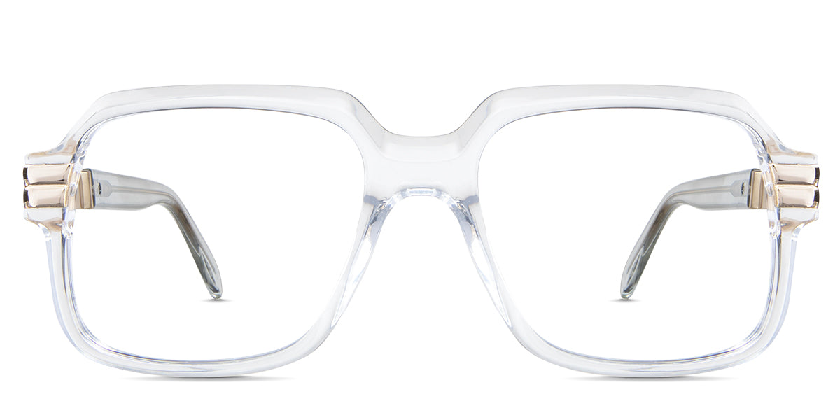 Hollis eyeglasses in the crystal variant - it's an oversized frame in clear transparent and gold color.