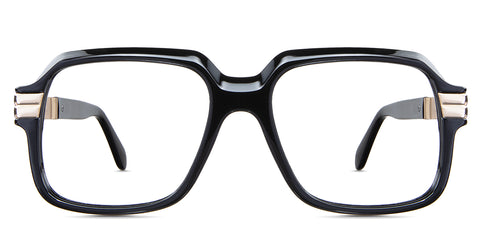 Hollis eyeglasses in the midnight variant - it's a full-rimmed frame in black and gold color.