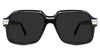 Hollis Black Sunglasses Solid in the Midnight variant - it's a full-rimmed frame with a U-shaped nose bridge and broad temples.