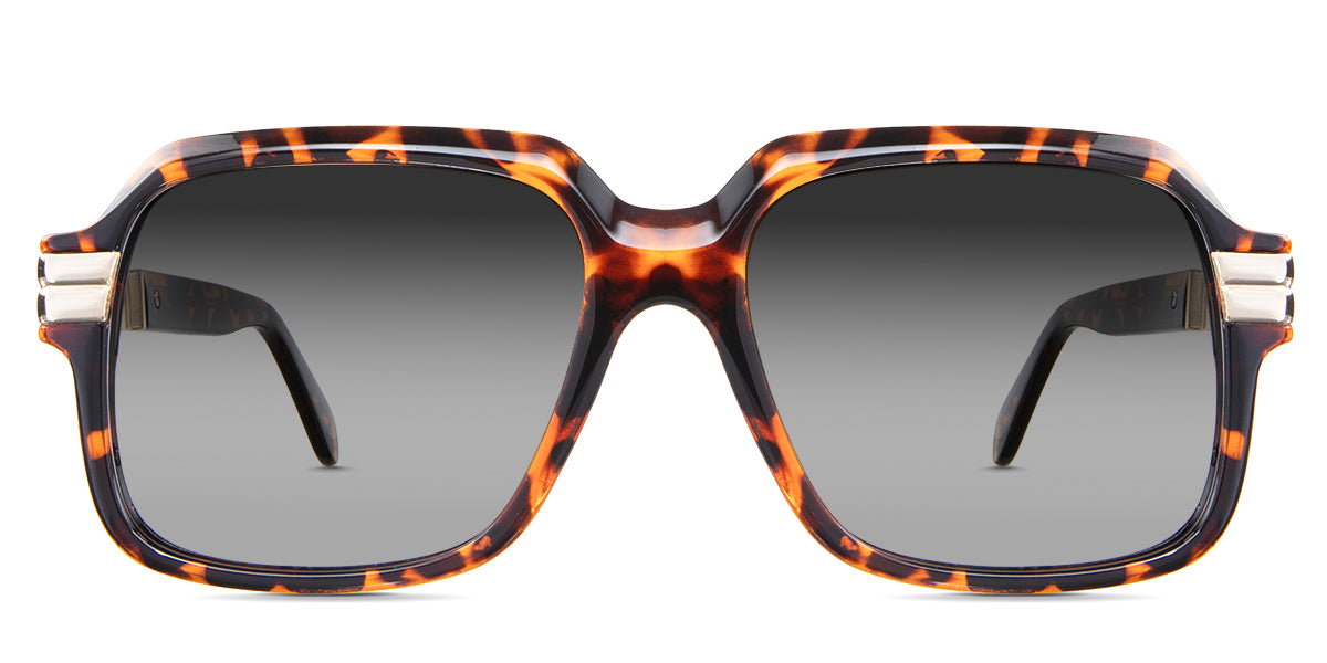 Hollis black tinted Gradient in the Tortoise variant - it's a square frame with acetate built-in nose pads and a combination of metal and acetate temples.