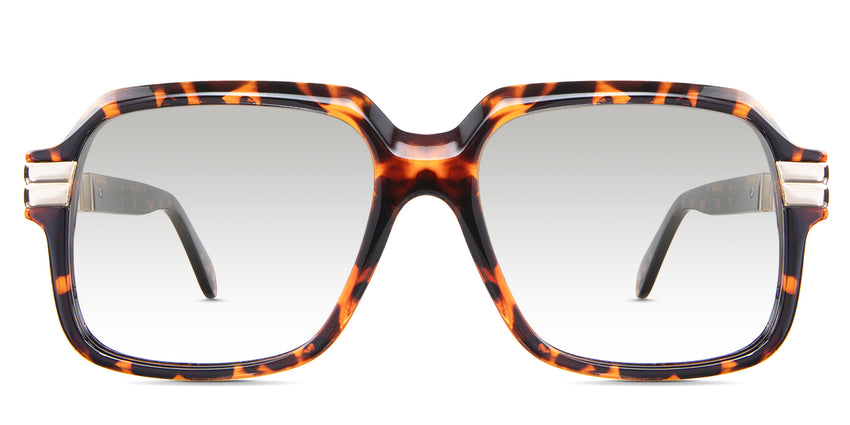 Hollis black tinted Gradient in the Tortoise variant - it's a square frame with acetate built-in nose pads and a combination of metal and acetate temples.