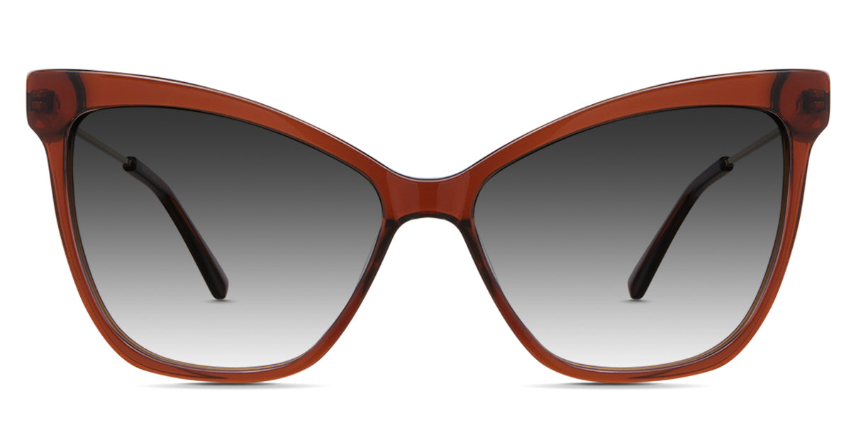 Imari black tinted Gradient  in the lemur variant - are an oversized cat-eye shape with a narrow nose bridge and a combination of metal and acetate temple.