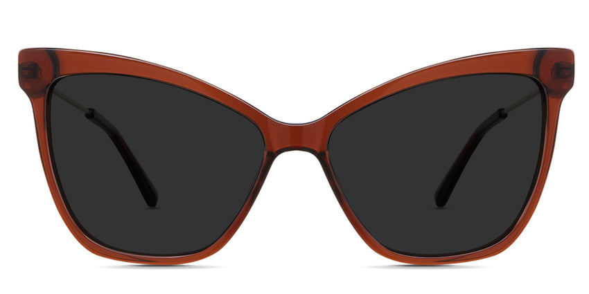 Imari black tinted  Standard Solid in the lemur variant - are an oversized cat-eye shape with a narrow nose bridge and a combination of metal and acetate temple.