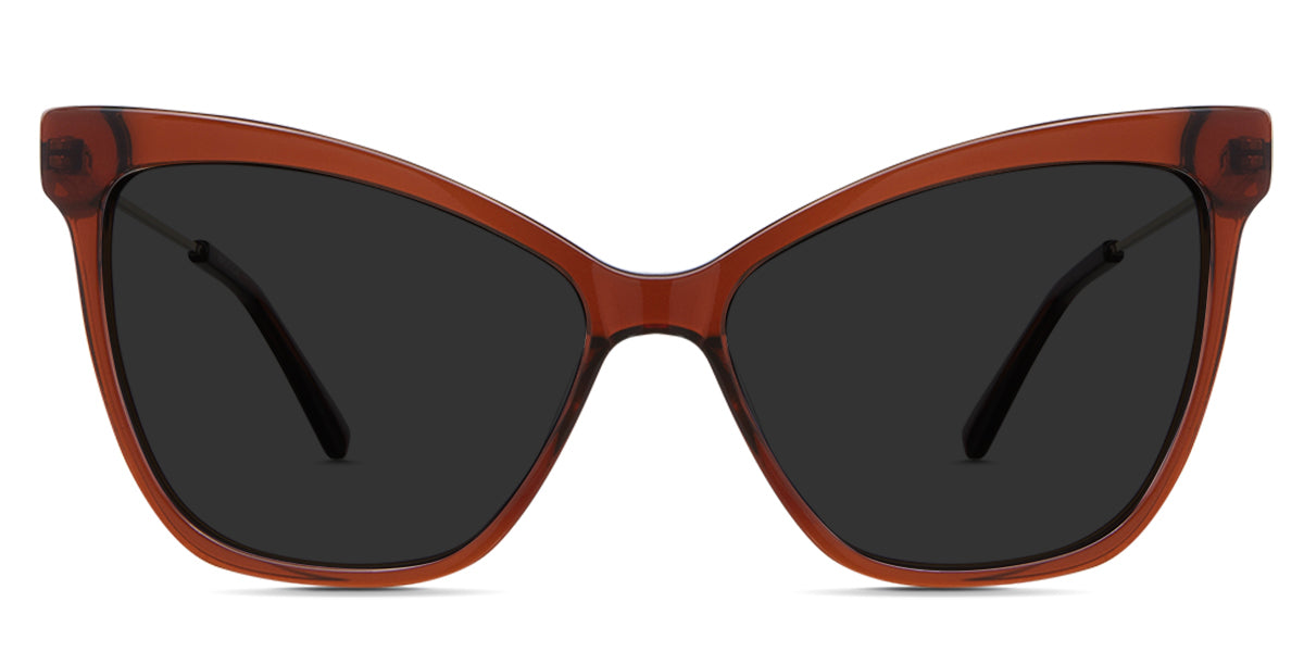Imari Gray Polarized in the pyrite variant - it's a transparent frame with a regular thick rim and wide-viewing lenses.