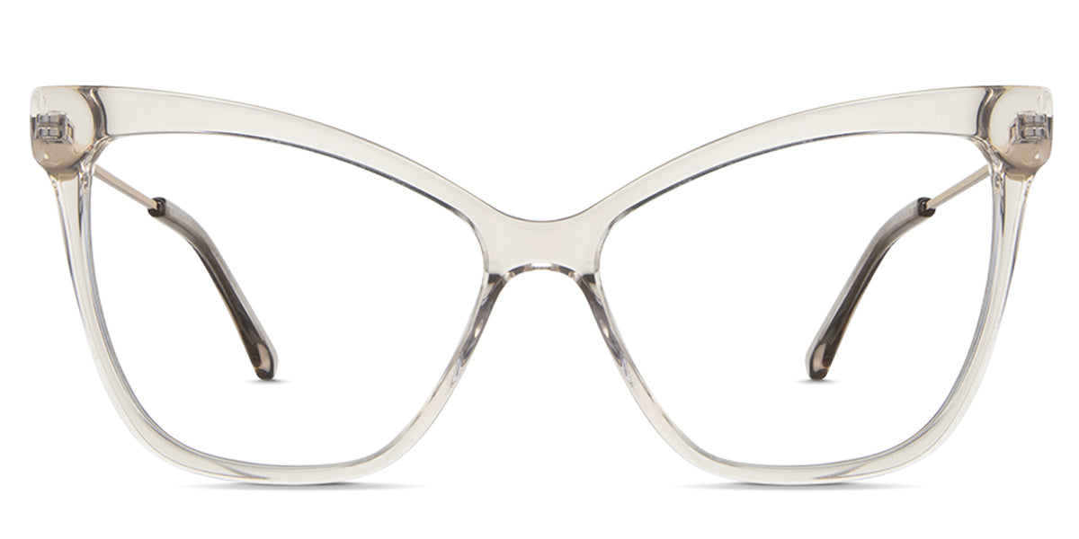 Imari eyeglasses in the pyrite variant - have a regular thick rim and a wide-viewing lens. Cat-Eye best seller
