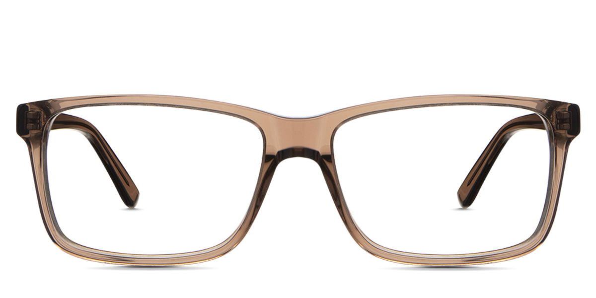 Iniko Eyeglasses in orchard variant - it's a rectangular acetate frame in brown crystal color. 