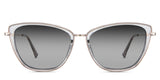 Ira black tinted Gradient sunglasses in the Isabelline - it's a full-rimmed frame in gray crystal color. Have a narrow nose bridge with a built-in nose pad.