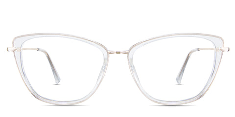 Ira Eyeglasses in the selenite - it's a crystal clear cat-eye shape frame.