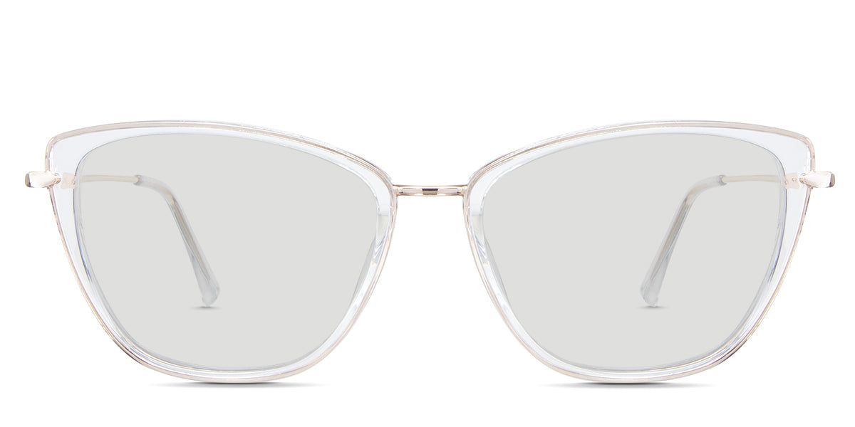 Ira black tinted Standard Solid sunglasses in the Isabelline - it's a full-rimmed frame in gray crystal color. Have a narrow nose bridge with a built-in nose pad.