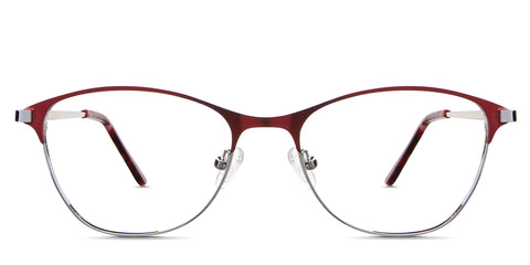 Isla eyeglasses in the burgundy variant - it's a metal frame in silver and burgundy color.