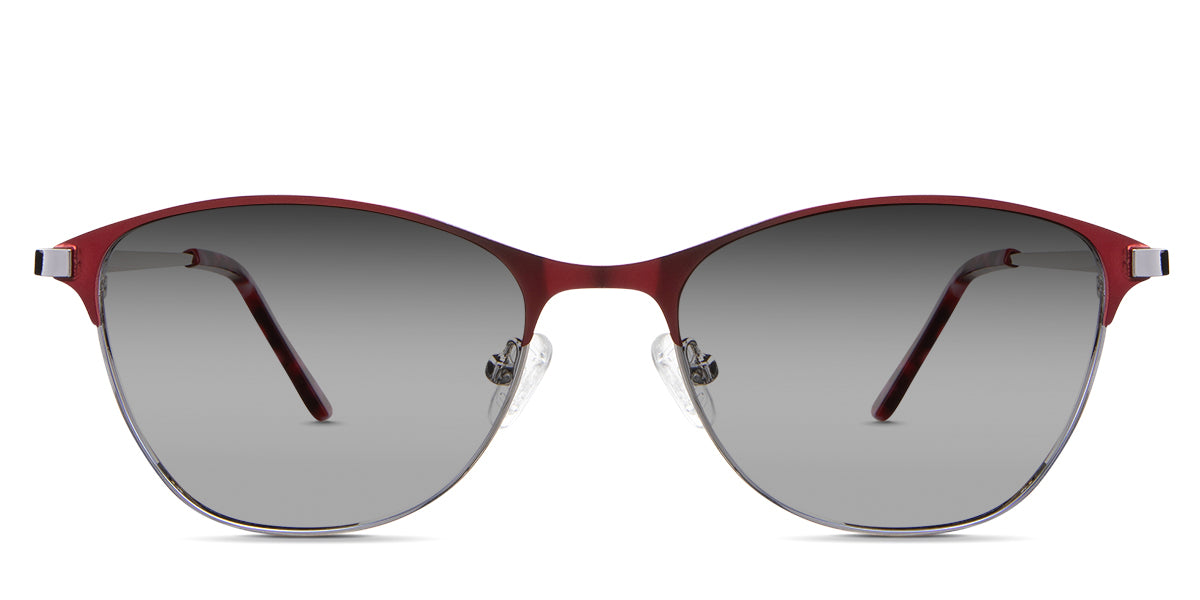 Isla black sunglasses Gradient in the Burgundy variant—it's a metal frame with a narrow-width nose bridge and a combination of metal and acetate temples.