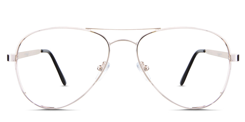 Ives eyeglasses in the buff variant - have a two-bar metal frame.