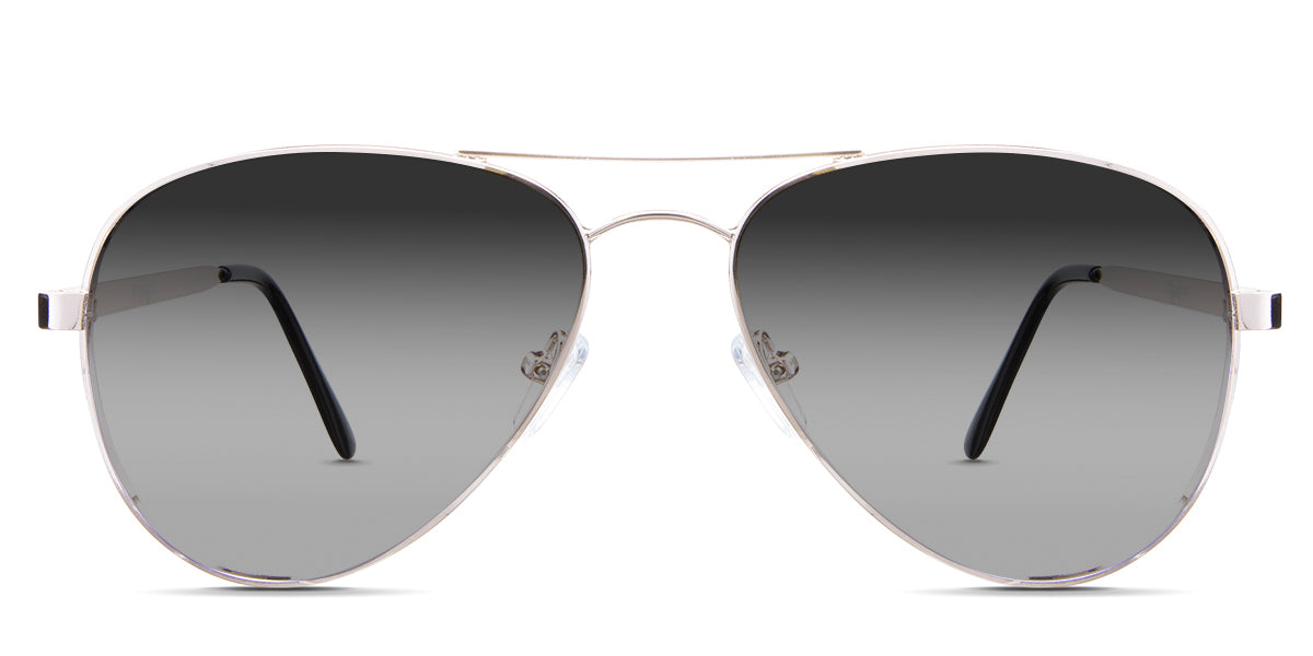 Ives black tinted Gradient sunglasses in the Buff variant - full-rimmed metal frame with a two-bar brow and a combination of metal and acetate temples.