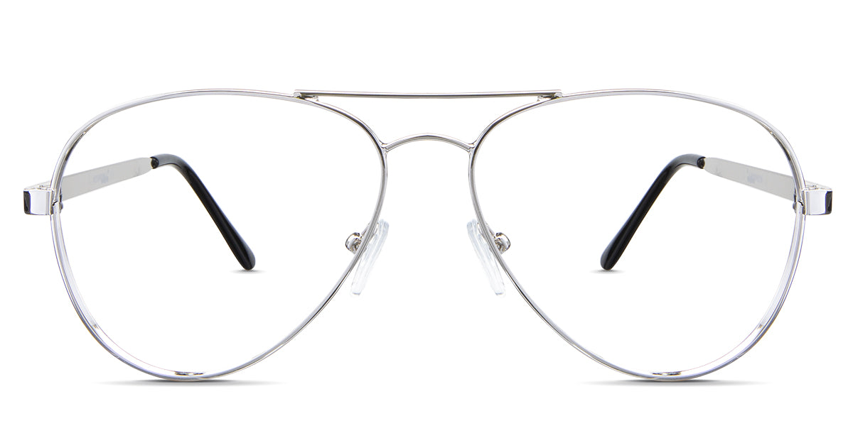 Ives eyeglasses in the guinea variant - is an aviator shape frame in silver color.