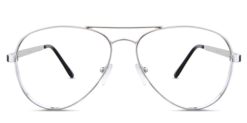 Ives eyeglasses in the guinea variant - is an aviator shape frame in silver color.
