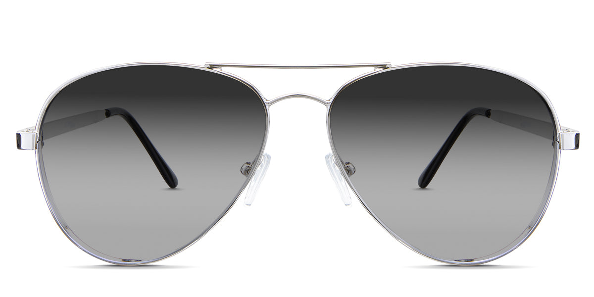 Ives black tinted Gradient  sunglasses in the Guinea variant - is an aviator-shaped frame with an adjustable nose bridge and a regular thick temple arm 145mm long.