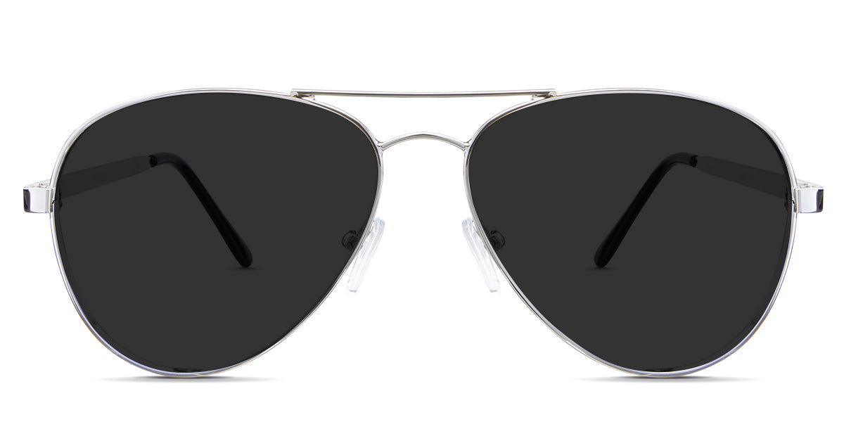 Ives black tinted Standard Solid sunglasses in the Buff variant - full-rimmed metal frame with a two-bar brow and a combination of metal and acetate temples.