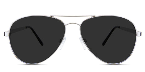 Ives black tinted Standard Solid sunglasses in the Guinea variant - is an aviator-shaped frame with an adjustable nose bridge and a regular thick temple arm 145mm long.