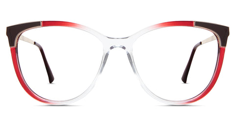 Izara eyeglasses in the vermilion variant - it's a medium to oversized cat-eye frame in color burgundy.