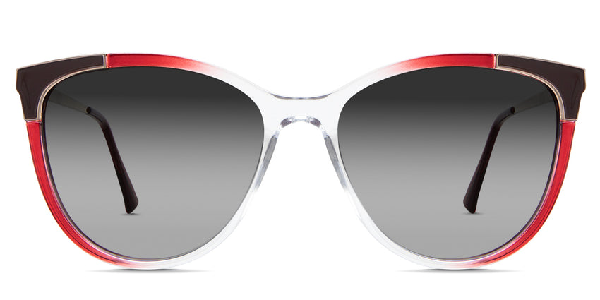 Izara black Gradient in the Vermilion variant - it's a cat-eye frame with a U-shaped nose bridge and a metal temple arm.