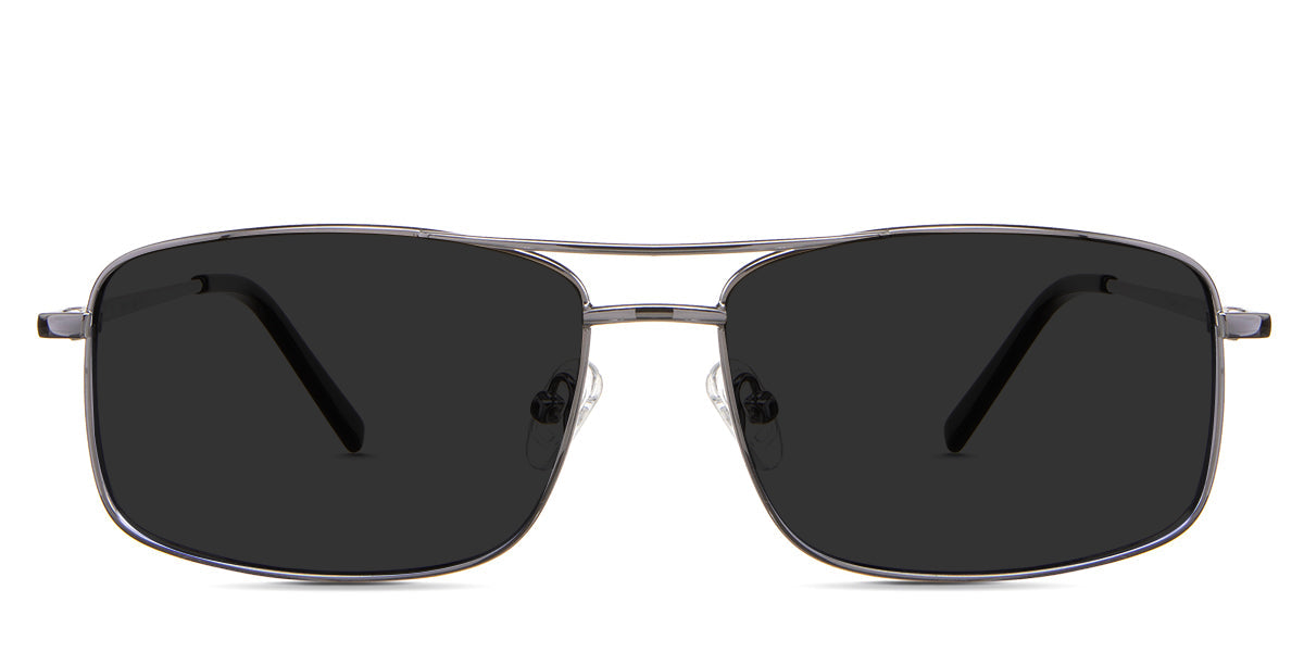 Jakari Gray Polarized in the Shrike variant - is a full-rimmed metal frame with the brow bar and a combination of metal arm and acetate tips.