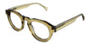 Jax Eyeglasses in cactus variant - have a high nose bridge and extended end piece.