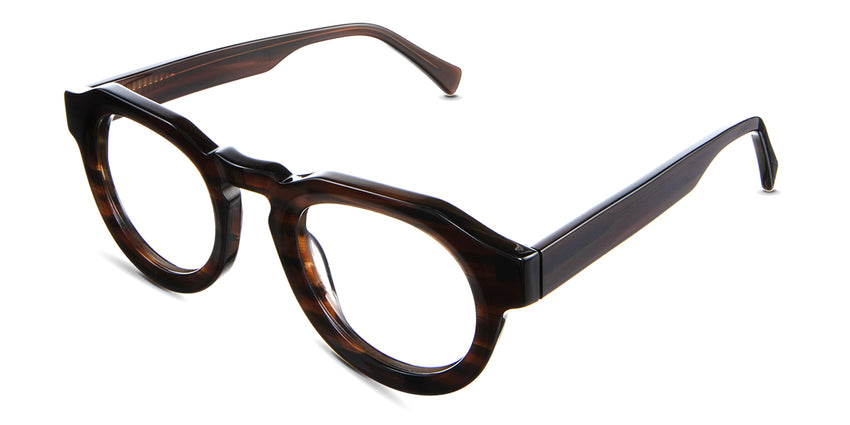 Jax Eyeglasses in fig variant - it's an acetate frame with built in nose pads 