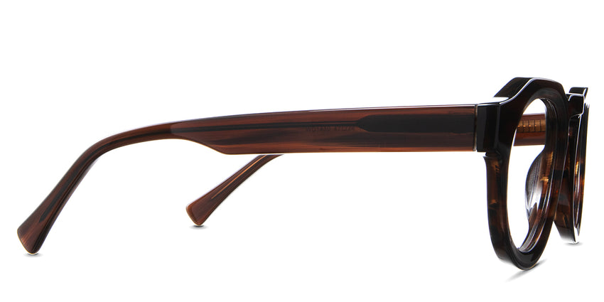 Jax Eyeglasses in fig variant - the transparent temple arms have 148mm length