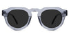 Jax  black tinted Standard Solid sunglasses in periwinkle variant - is a narrow transparent frame with high keyhole shaped nose bridge and the crystal temple arms has visible silver wire core 