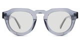 Jax black tinted Standard Solid sunglasses in periwinkle variant - is a narrow transparent frame with high keyhole shaped nose bridge and the crystal temple arms has visible silver wire core 