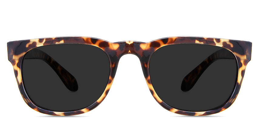 Jett black tinted Standard Solid sunglasses in the Ocelot variant - it's a full-rimmed frame with a high nose bridge and a broad temple arm and tips.