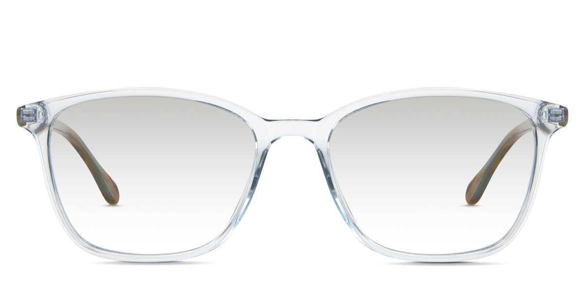 Jiva black tinted Gradient in the Arctic variant- is an acetate frame with a transparent rim and a U-shaped nose bridge.
