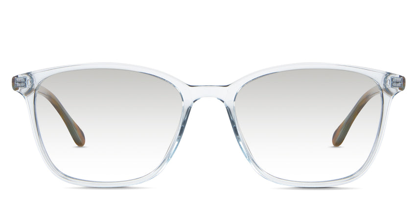 Jiva black tinted Gradient in the Arctic variant- is an acetate frame with a transparent rim and a U-shaped nose bridge.
