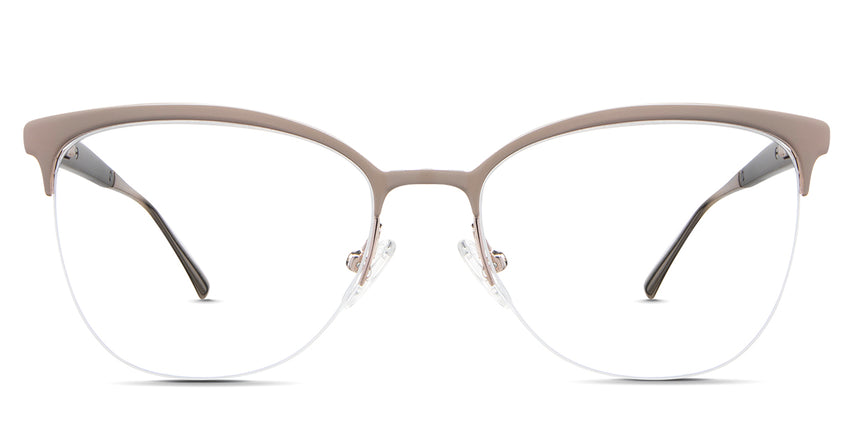 Jocelyn eyeglasses in the bighorn variant - it's a half-rimmed frame in two-toned color.