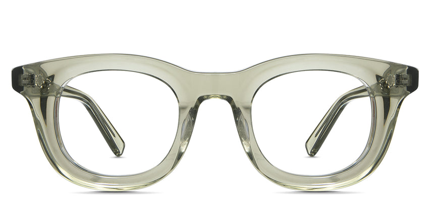 Joliet eyeglasses in the verdant variant - it's a transparent acetate frame in the color green.