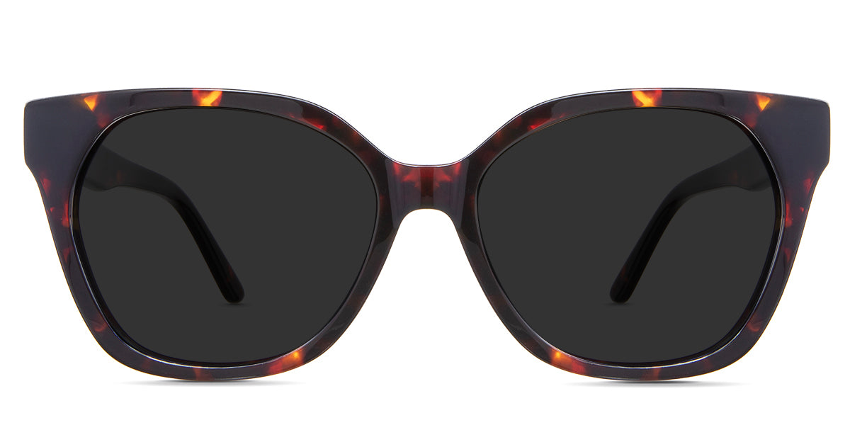Josie Black Sunglasses Solid in the Brush variant - it's an oval cat-eye-shaped frame with a low-width nose bridge and a 140mm temple arm length.