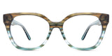 Josie eyeglasses in the olive variant - it's a full-rimmed frame in color gradient green.